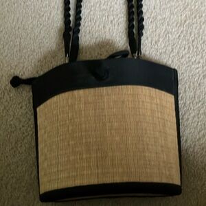 Classic Black and Tan Shoulder Bag with Woven Design